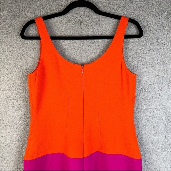Emanuel Ungaro Dress Womens 4 Orange Pink Wool ColorBlock Shift A-Line - Picture 12 of 12